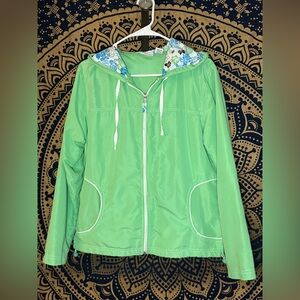 Kim Rogers Light Green Utility Jacket with Floral Hood